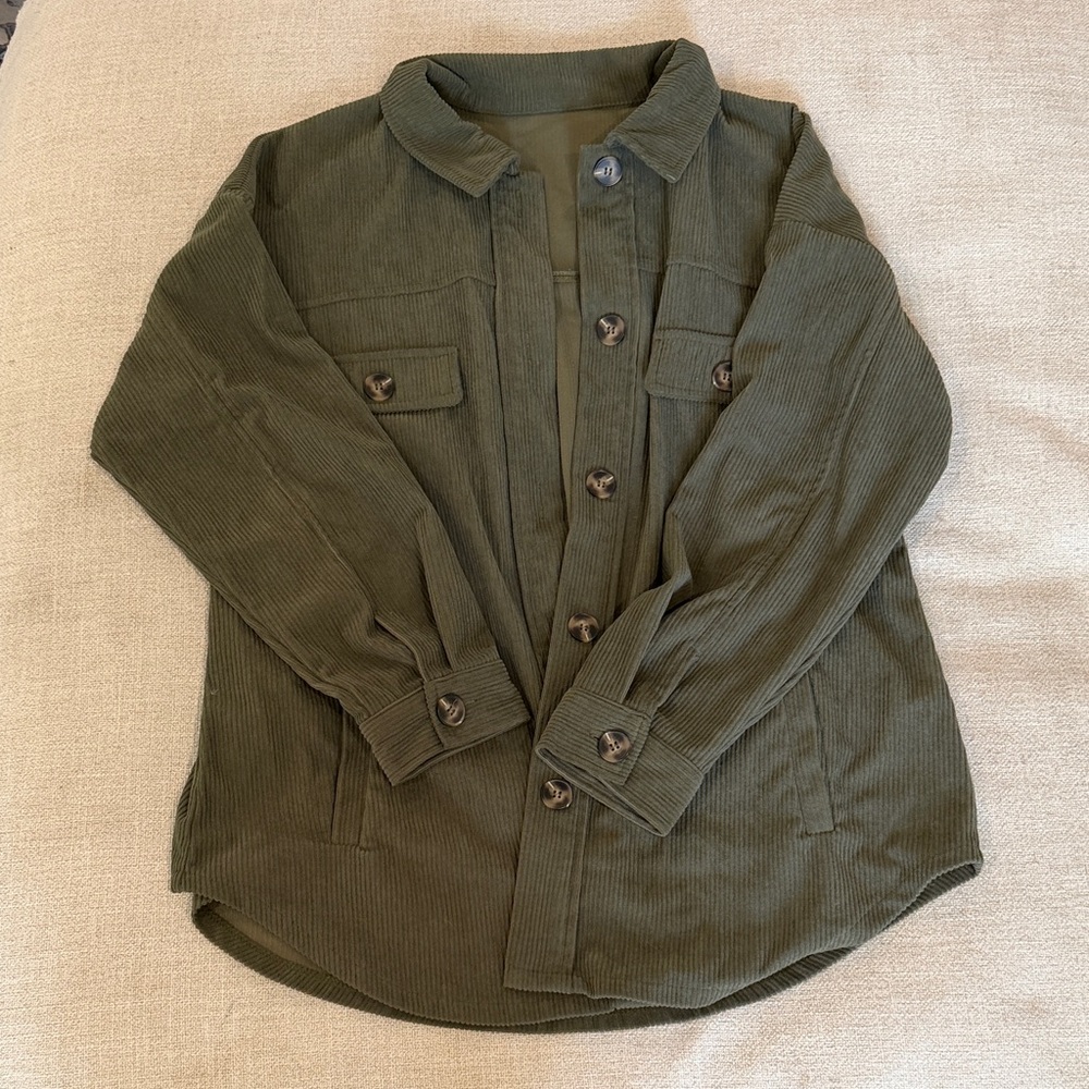 Women's Olive Corduroy Shirt Jacket
